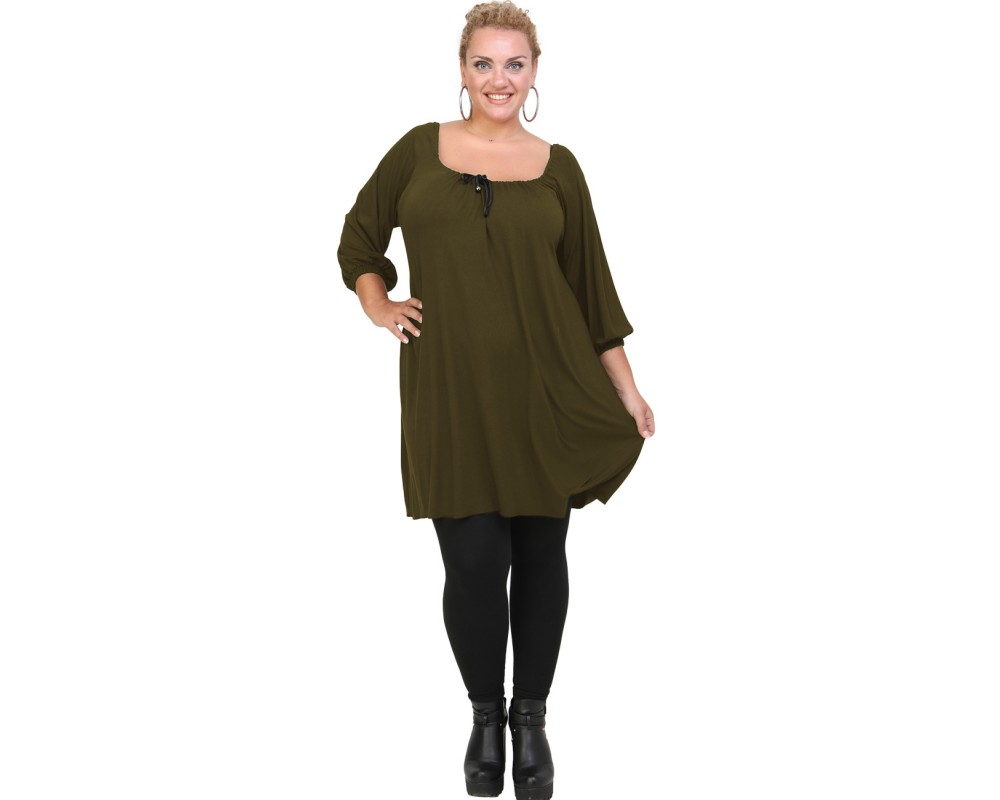 B20-245M Blousedress in khaki Plus Size