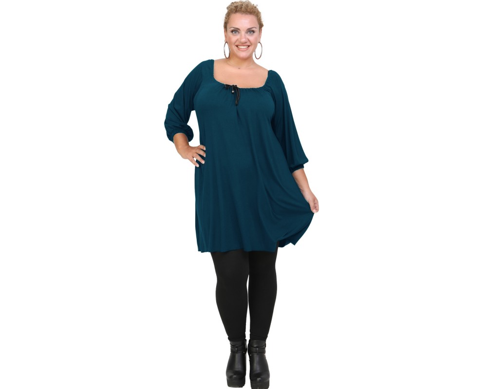 B20-245M Blousedress in petrol Plus Size