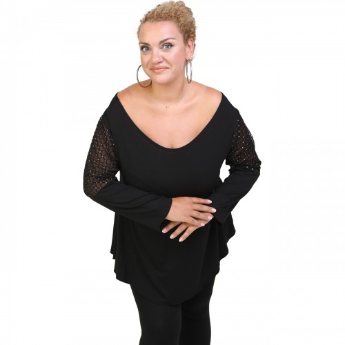 B20-2713 Alpha Blouse with tulle