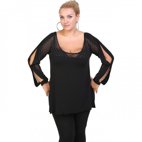 B20-2726 Alpha Blouse with tulle