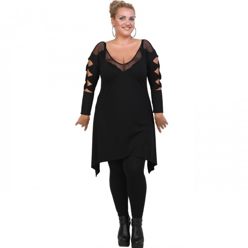 B20-282D Evaze Blousedress with laser sleeves