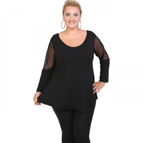 B20-5513 Alpha Blouse with net sleeves