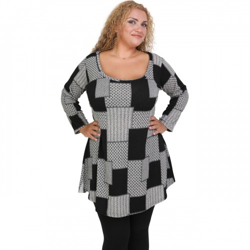 B20-5876 Knitted Blousedress with pattern