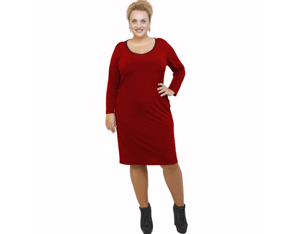 B21-100V Classic dress - Bordeaux Plus Size