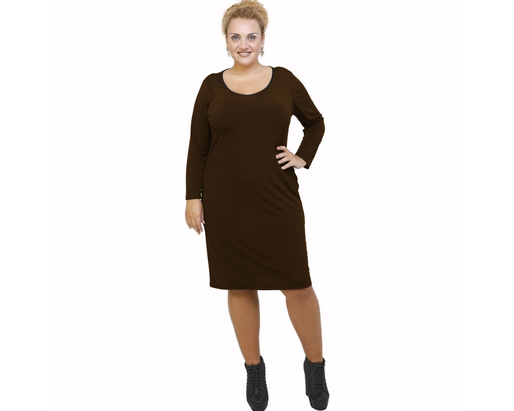 B21-100V Classic dress - Brown Plus Size
