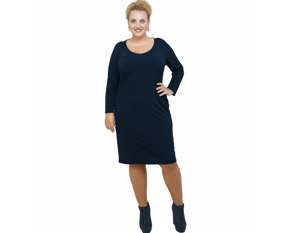 B21-100V Classic dress - Navy Blue Plus Size