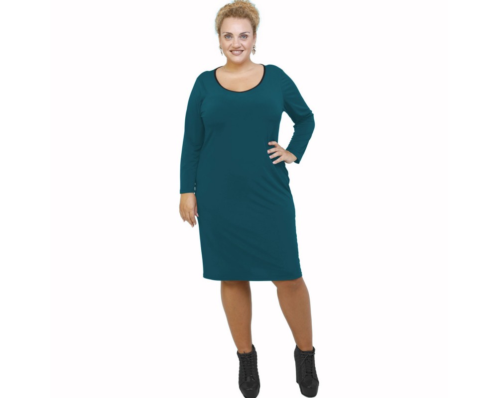 B21-100V Classic dress - Petrol Plus Size