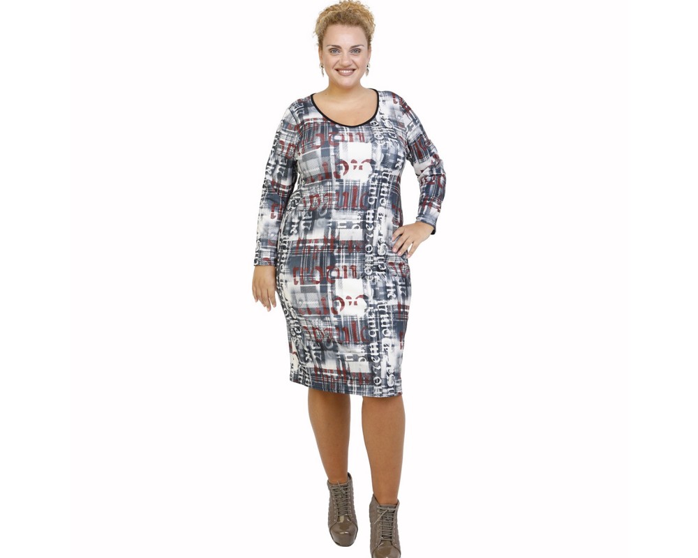 B21-1000V Classic dress with pattern Plus Size