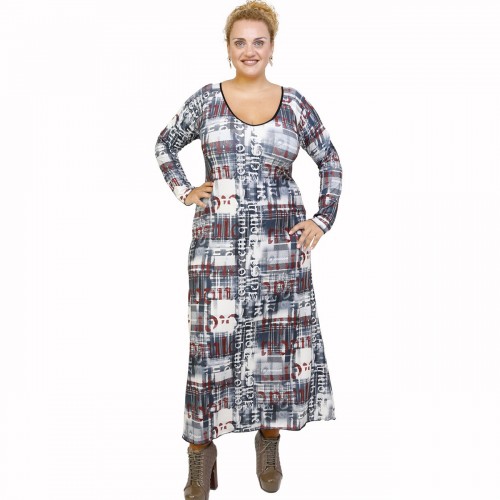 B21-1023FK Long dress with pattern