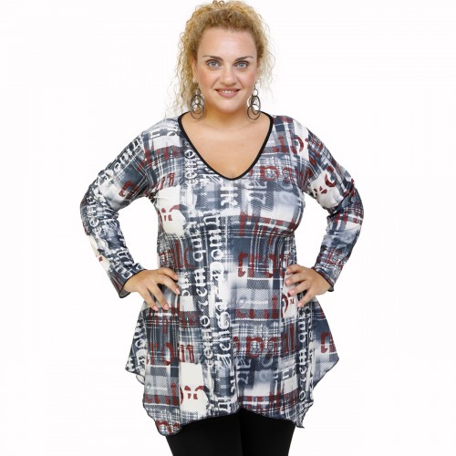 B21-1028V Alpha blouse with pattern
