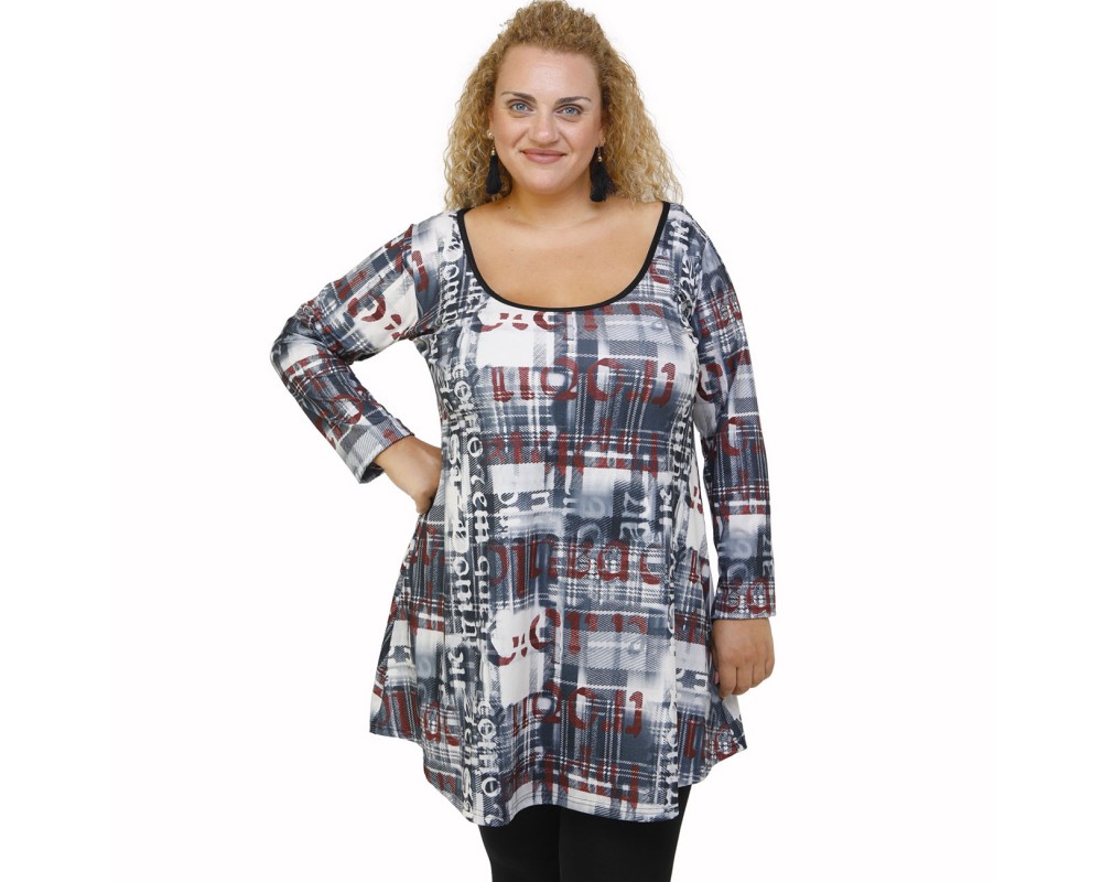 B21-1076 Blousedress with pattern Plus Size
