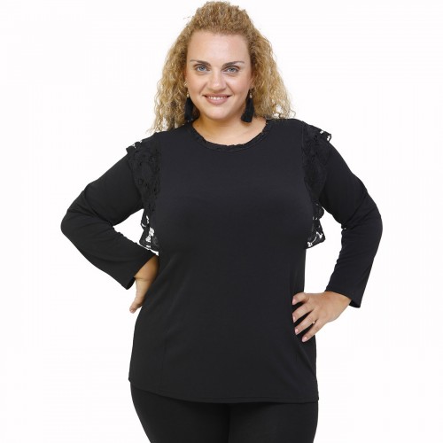 B21-108ZD Classic blouse with feathers