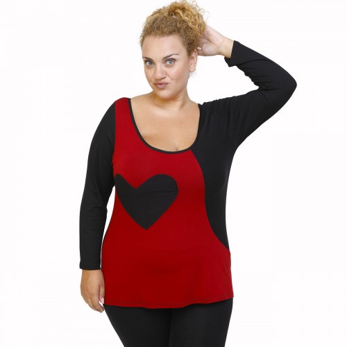 B21-124 Classic blouse with heart - Bordeaux