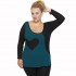 B21-124 Classic blouse with heart - Petrol
