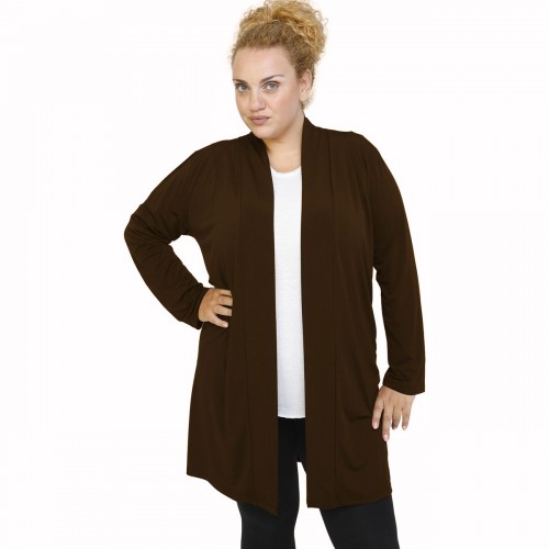 B21-142 Classic long cardigan - Brown