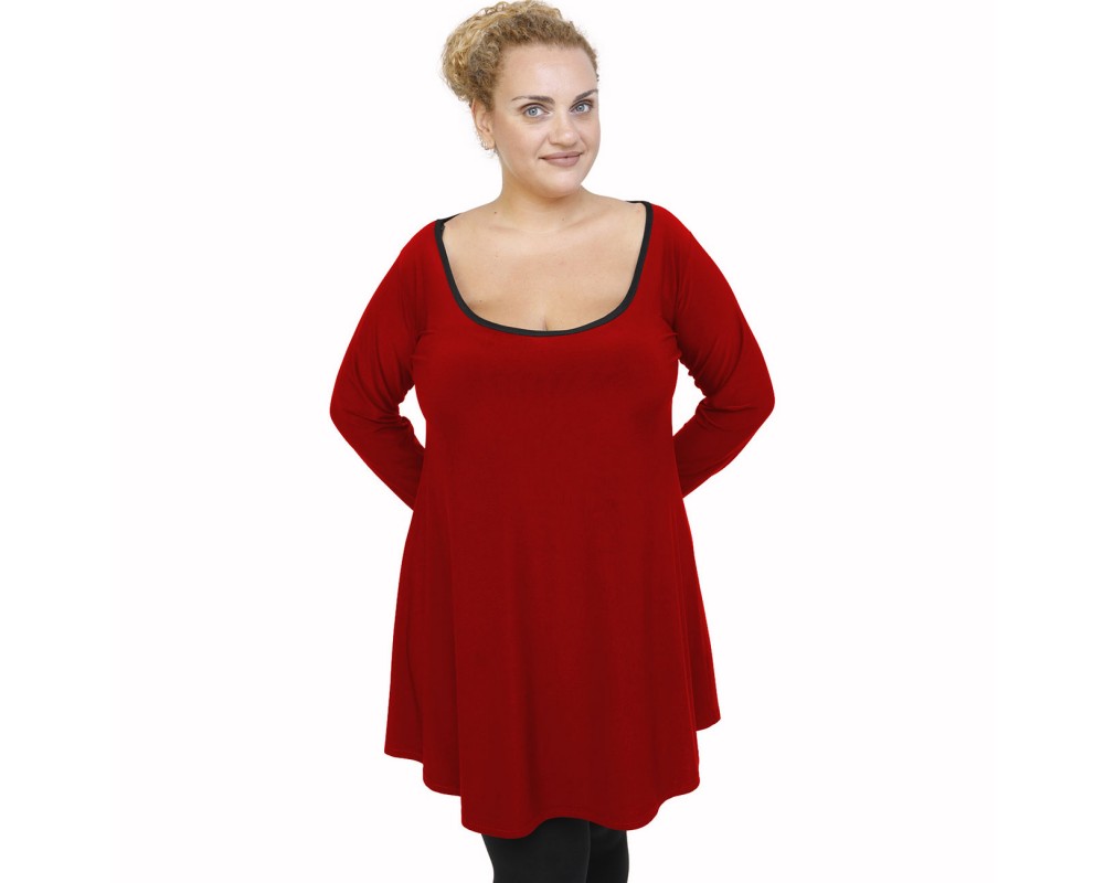 B21-176 Blousedress - Bordeaux Plus Size