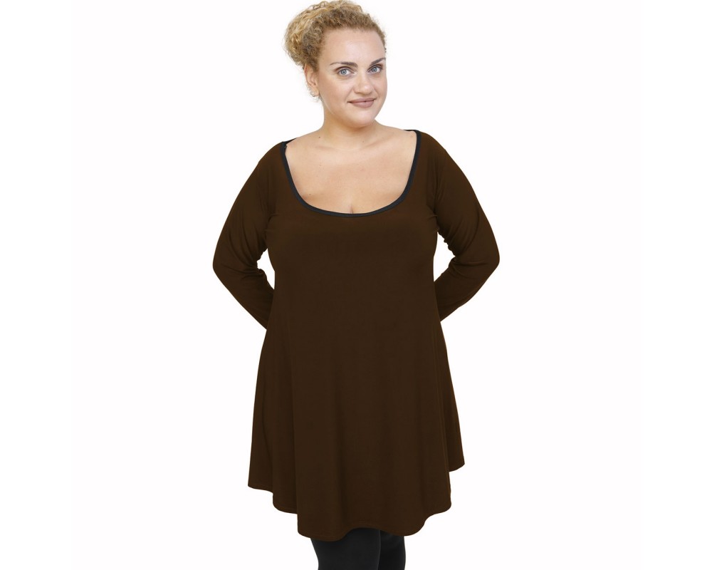 B21-176 Blousedress - Brown Plus Size