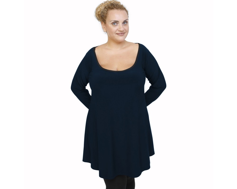 B21-176 Blousedress - Navy Blue Plus Size