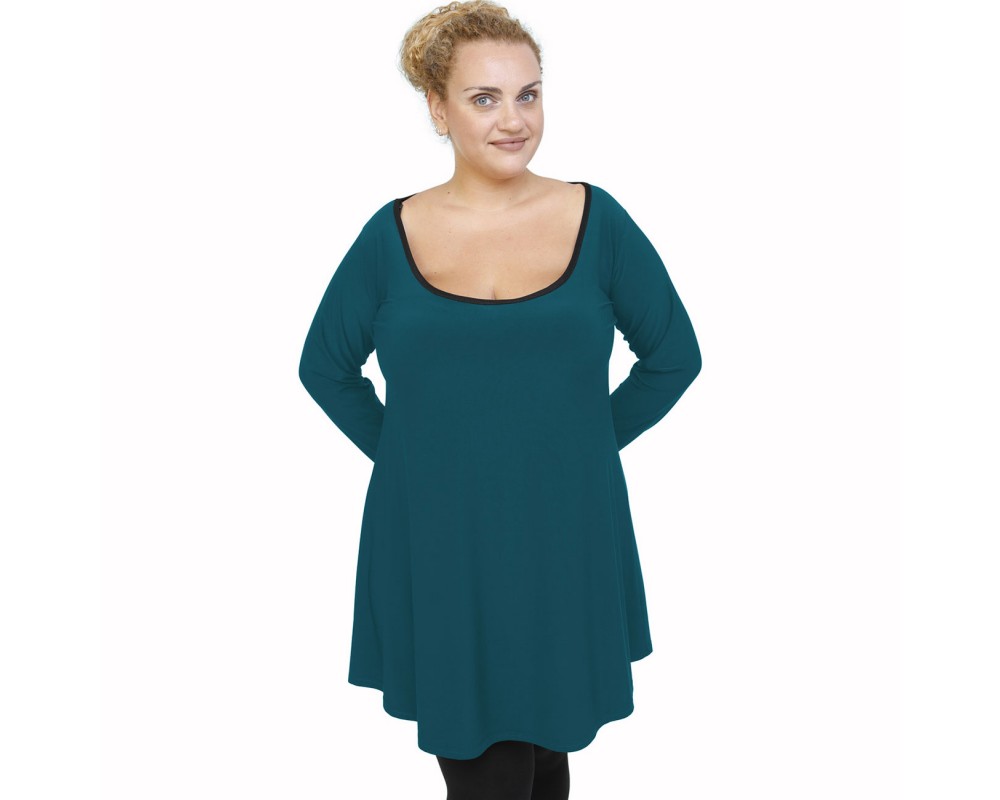 B21-176 Blousedress - Petrol Plus Size