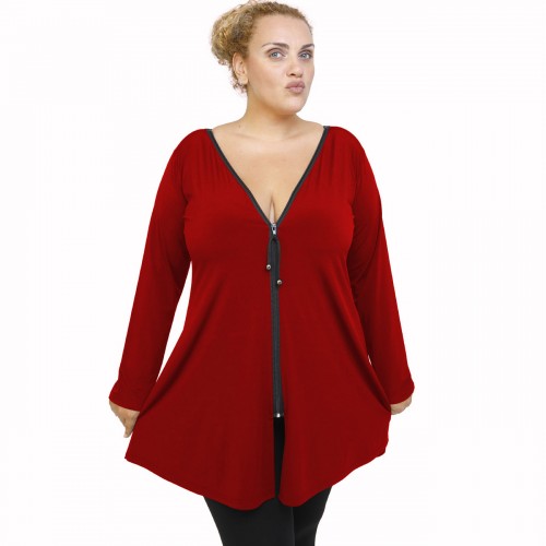 B21-176F Blousedress with zipper - Bordeaux