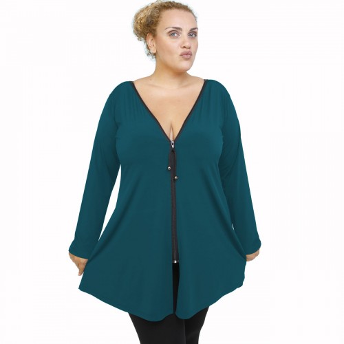 B21-176F Blousedress with zipper - Petrol