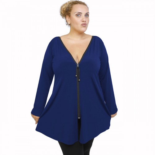 B21-176F Blousedress with zipper - Royal Blue