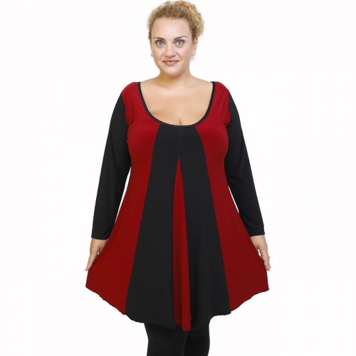 B21-176K Blousedress with pattern - Bordeaux