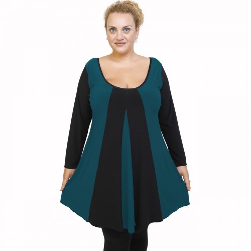 B21-176K Blousedress with pattern - Petrol