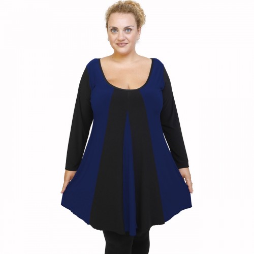 B21-176K Blousedress with pattern - Royal Blue