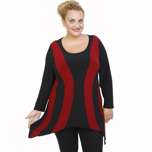 B21-191 Blousedress with pattern - Bordeaux