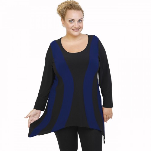 B21-191 Blousedress with pattern - Royal Blue