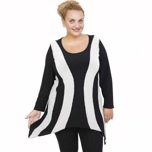 B21-191 Blousedress with pattern - White