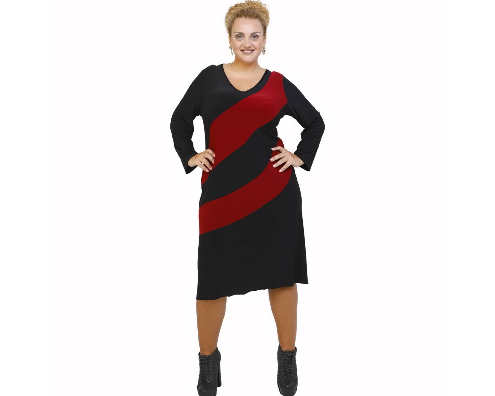 B21-192 Classic dress - Bordeaux Plus Size