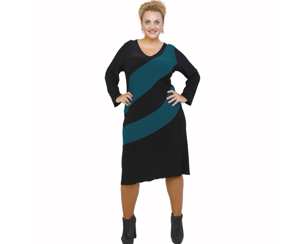 B21-192 Classic dress - Petrol Plus Size