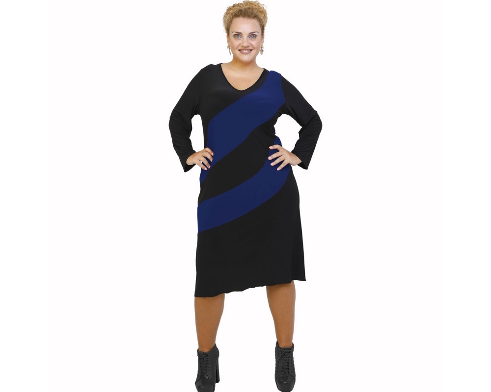 B21-192 Classic dress - Royal Blue Plus Size
