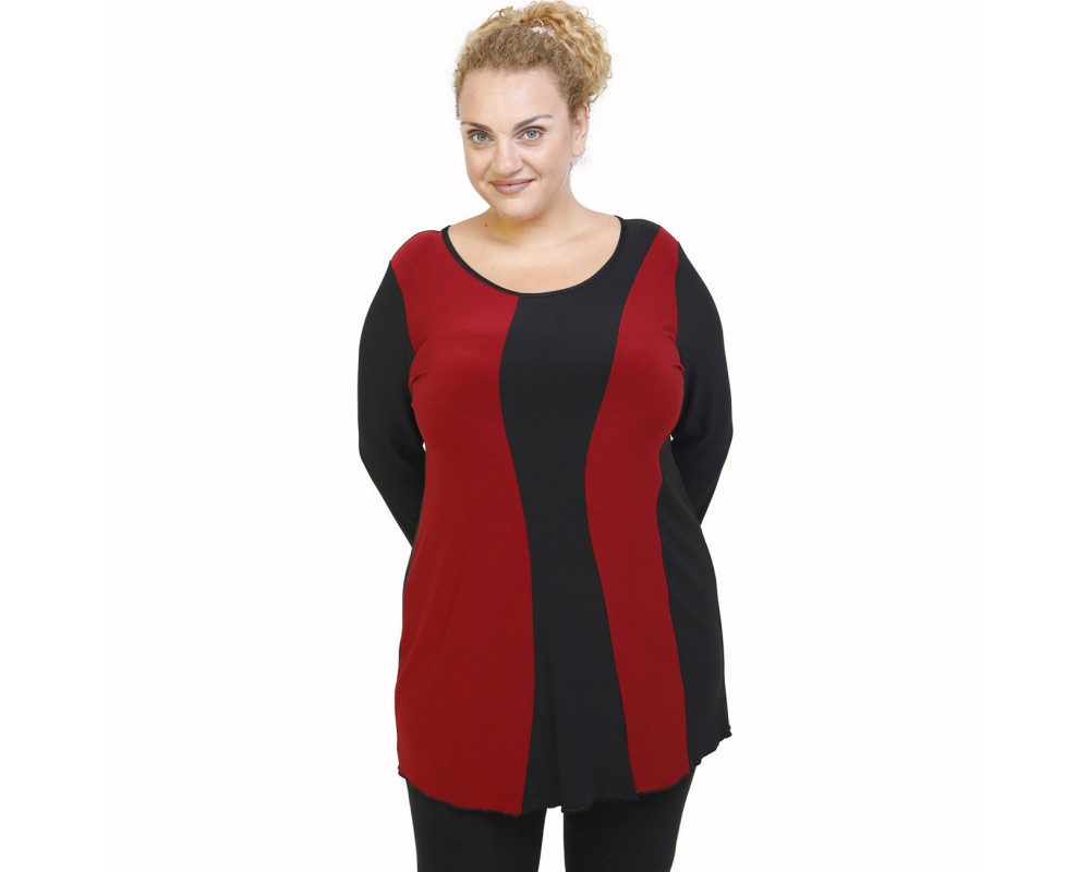 B21-194 Classic blouse - Bordeaux Plus Size