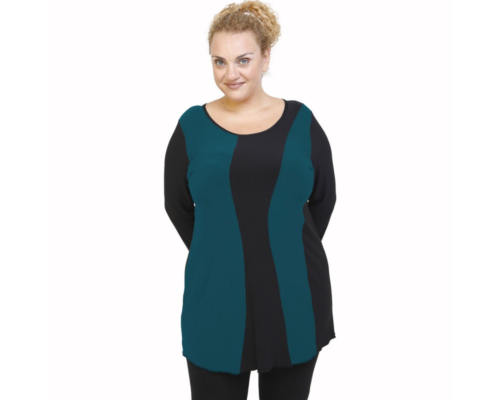 B21-194 Classic blouse - Petrol Plus Size