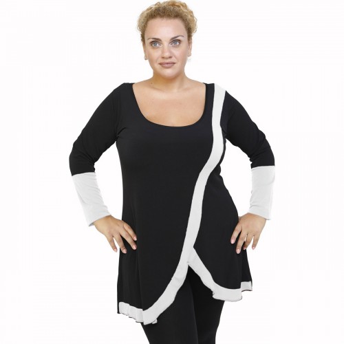 B21-197 Blousedress with pattern - White