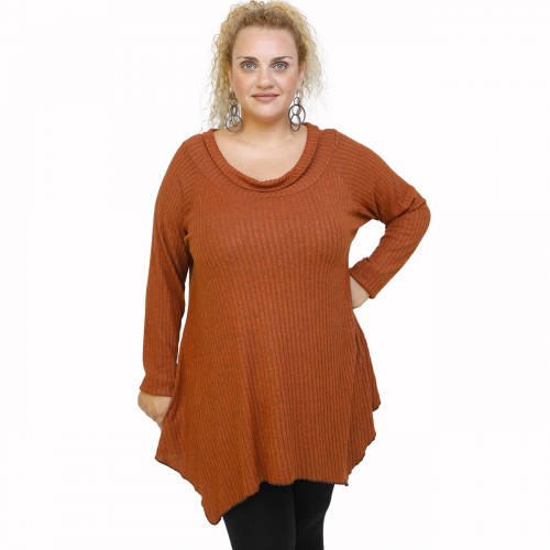 B21-2523AKZ Knitted alpha blouse - Rust