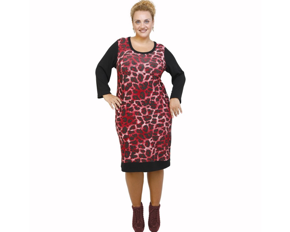 B21-2800U Classic dress - Bordeaux Plus Size