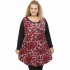B21-2876 Knitted blousedress with pattern - Bordeaux