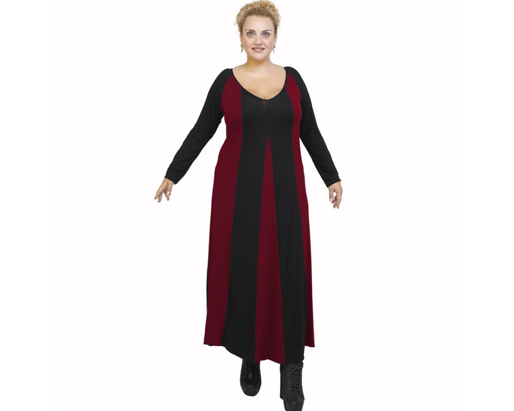 B21-296 Long dress - Bordeaux Plus Size