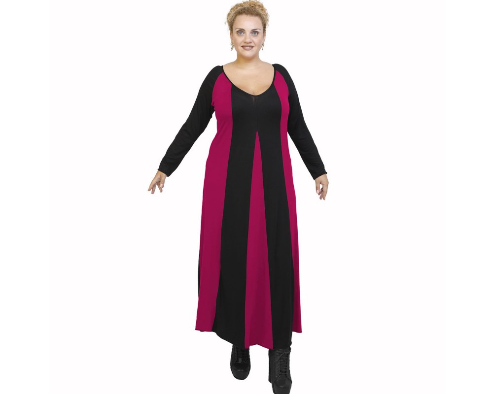 B21-296 Long dress - Fuchsia Plus Size