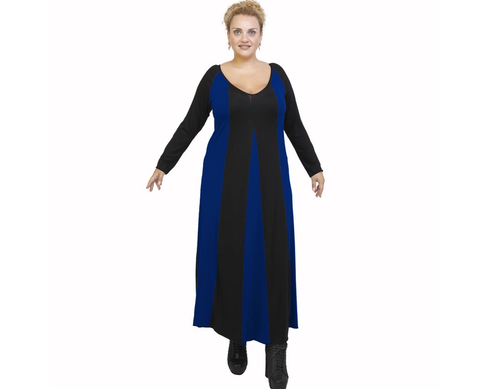 B21-296 Long dress - Royal Blue Plus Size