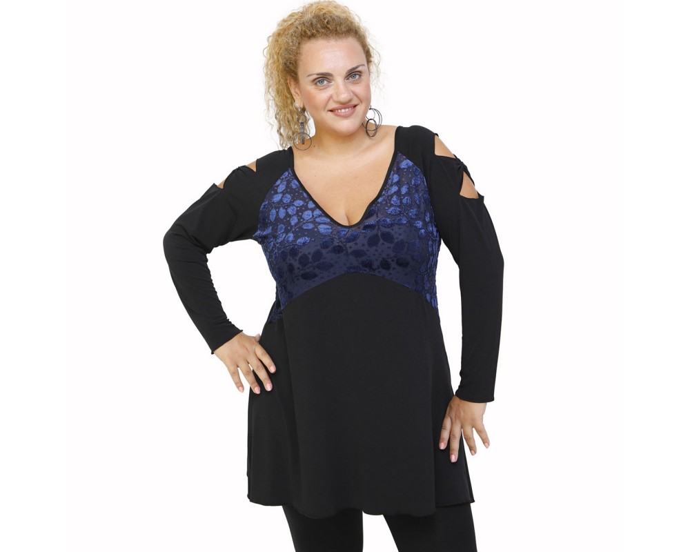 B21-4581N Evaze blouse - Blue Plus Size