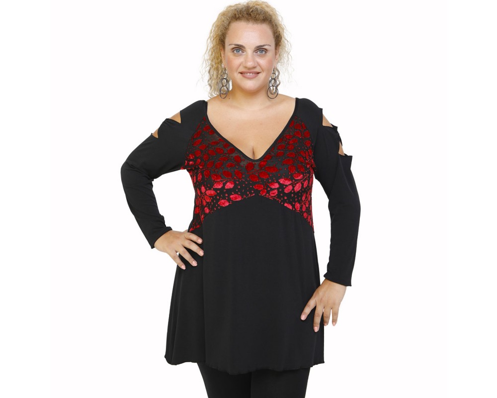 B21-4581N Evaze blouse - Bordeaux Plus Size