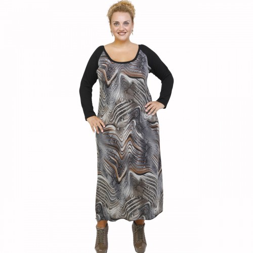 B21-4923FK Knitted long dress with pattern