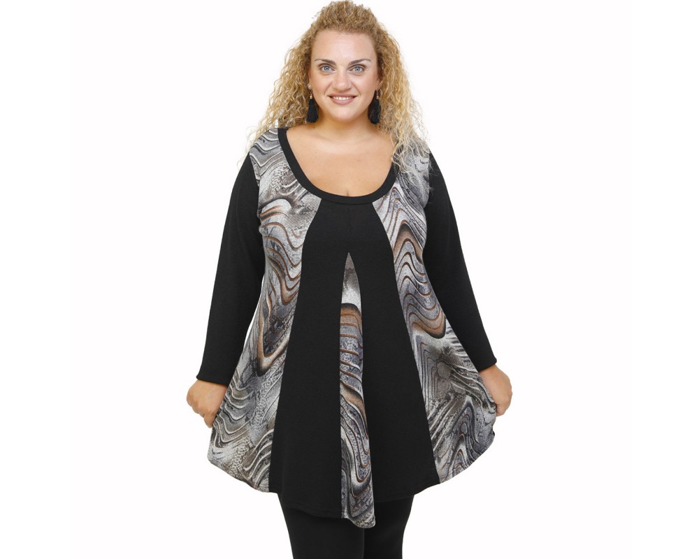 B21-4976K Knitted blousedress with pattern Plus Size