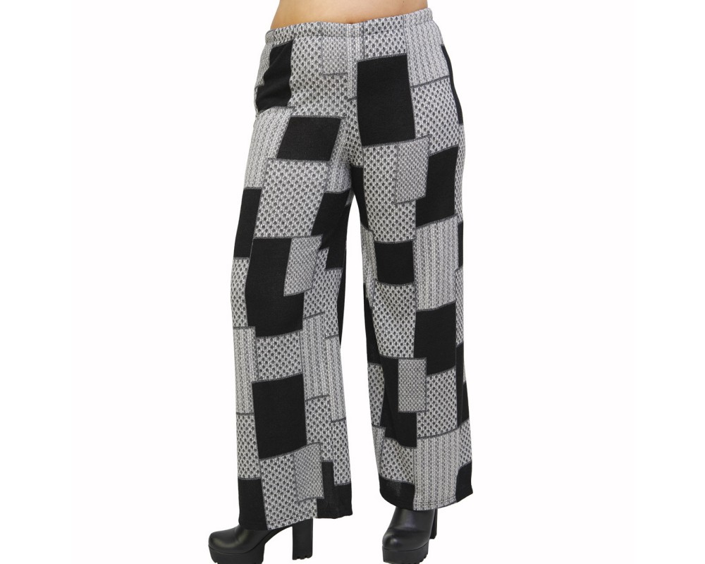 B21-5867 Knitted culotte with elastic band and pattern Plus Size