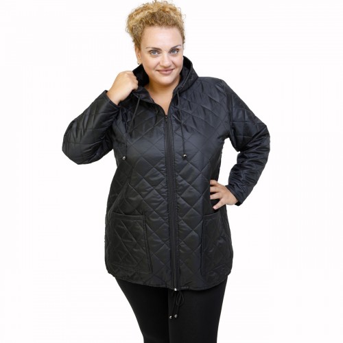 B21-6629K Jacket with zipper and hood - Black